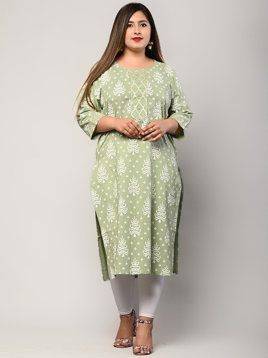 

Swasti Women Green Ethnic Motifs Printed Floral Kurta
