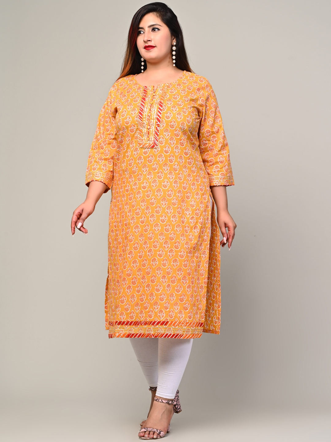 

Swasti Women Yellow Ethnic Motifs Printed Floral Kurta