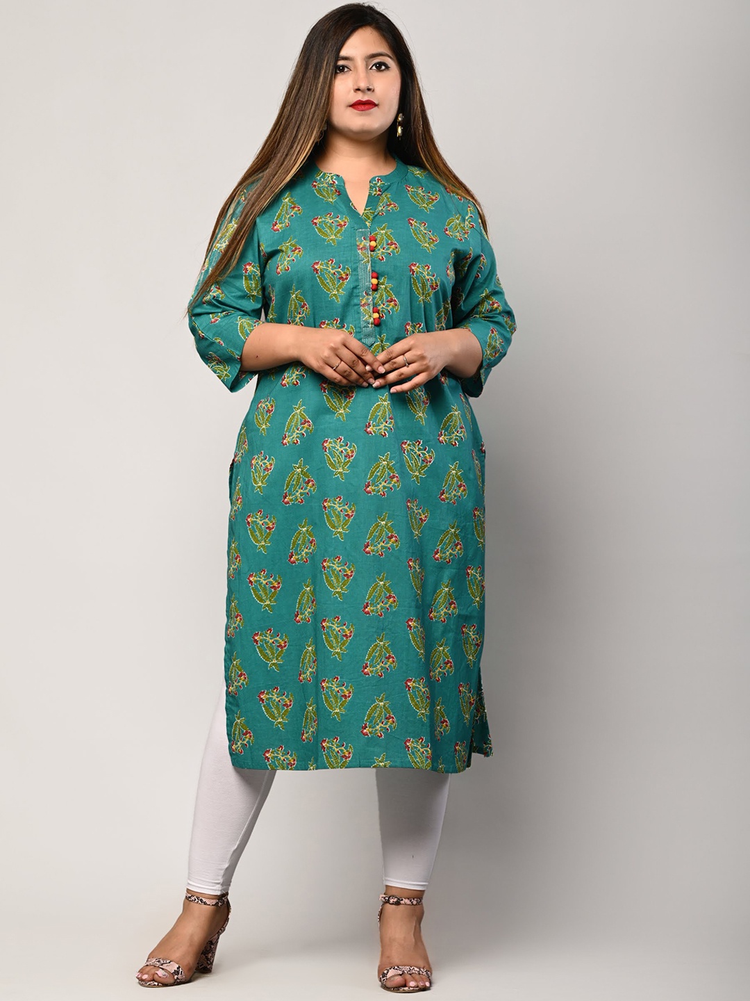 

Swasti Women Turquoise Blue Ethnic Motifs Printed Floral Kurta