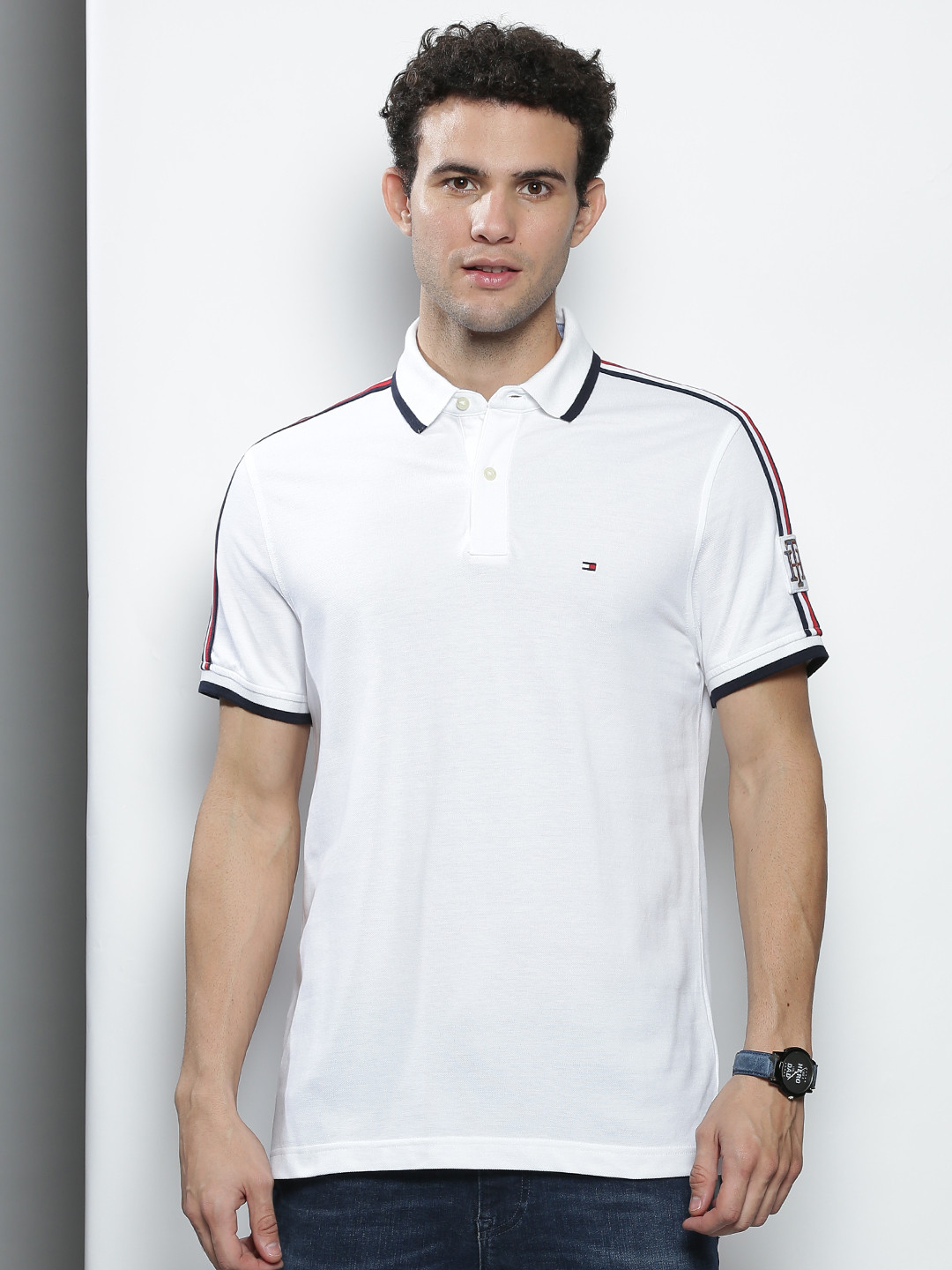 

Tommy Hilfiger Men White Polo Collar T-shirt