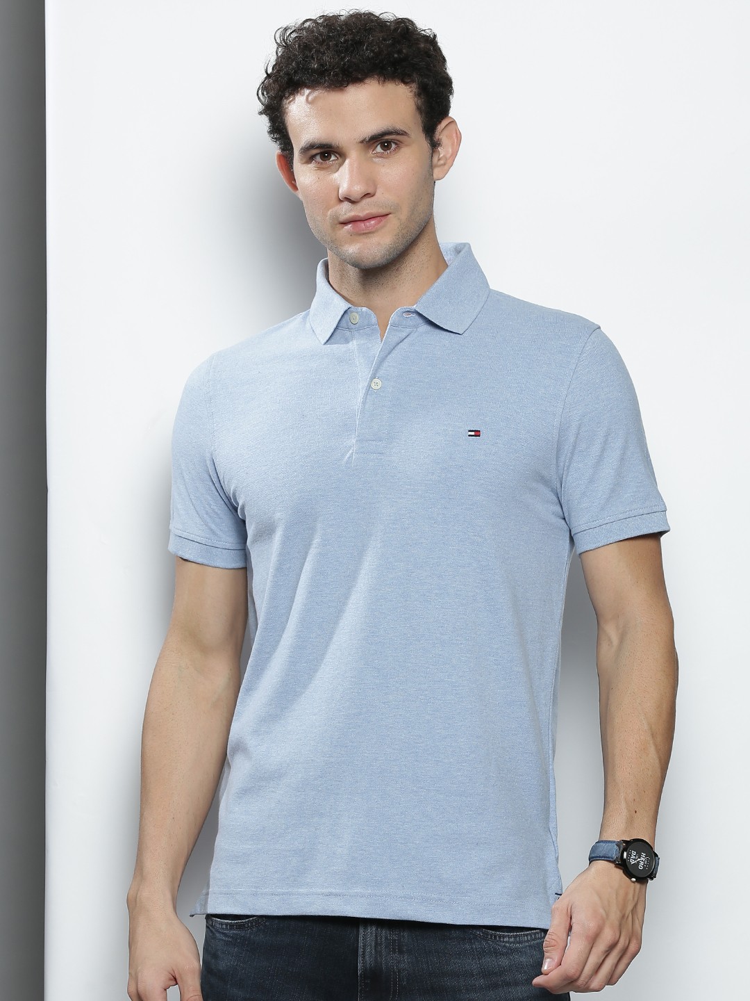 

Tommy Hilfiger Men Blue Polo Collar Slim Fit T-shirt