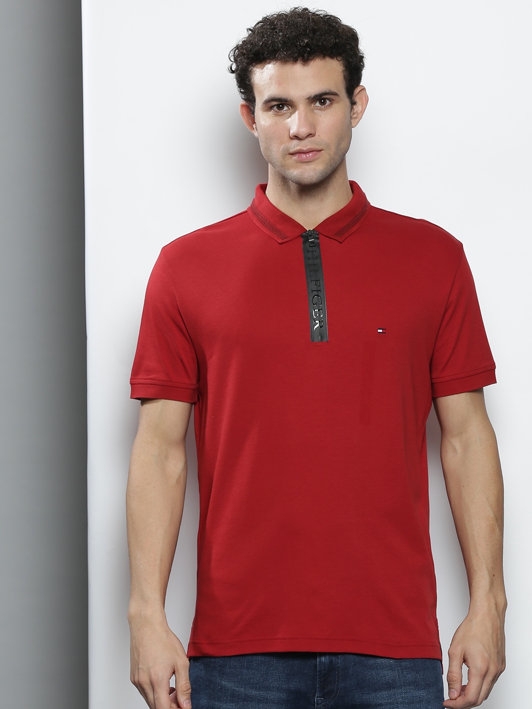 

Tommy Hilfiger Men Red Polo Collar T-shirt