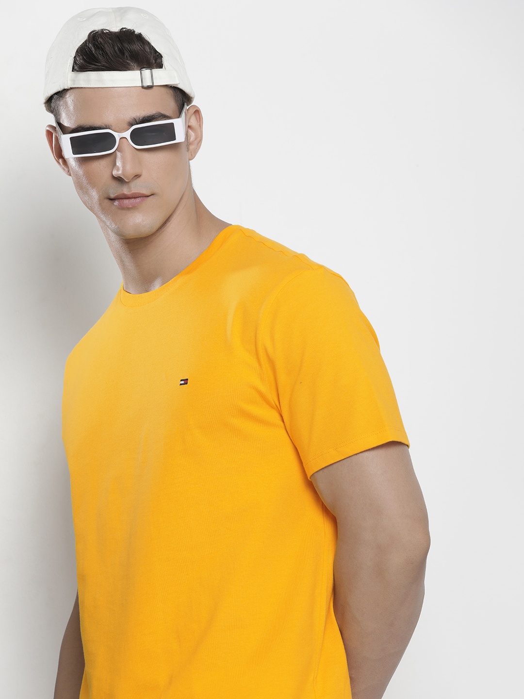 

Tommy Hilfiger Solid Round-Neck Pure Cotton T-shirt, Mustard