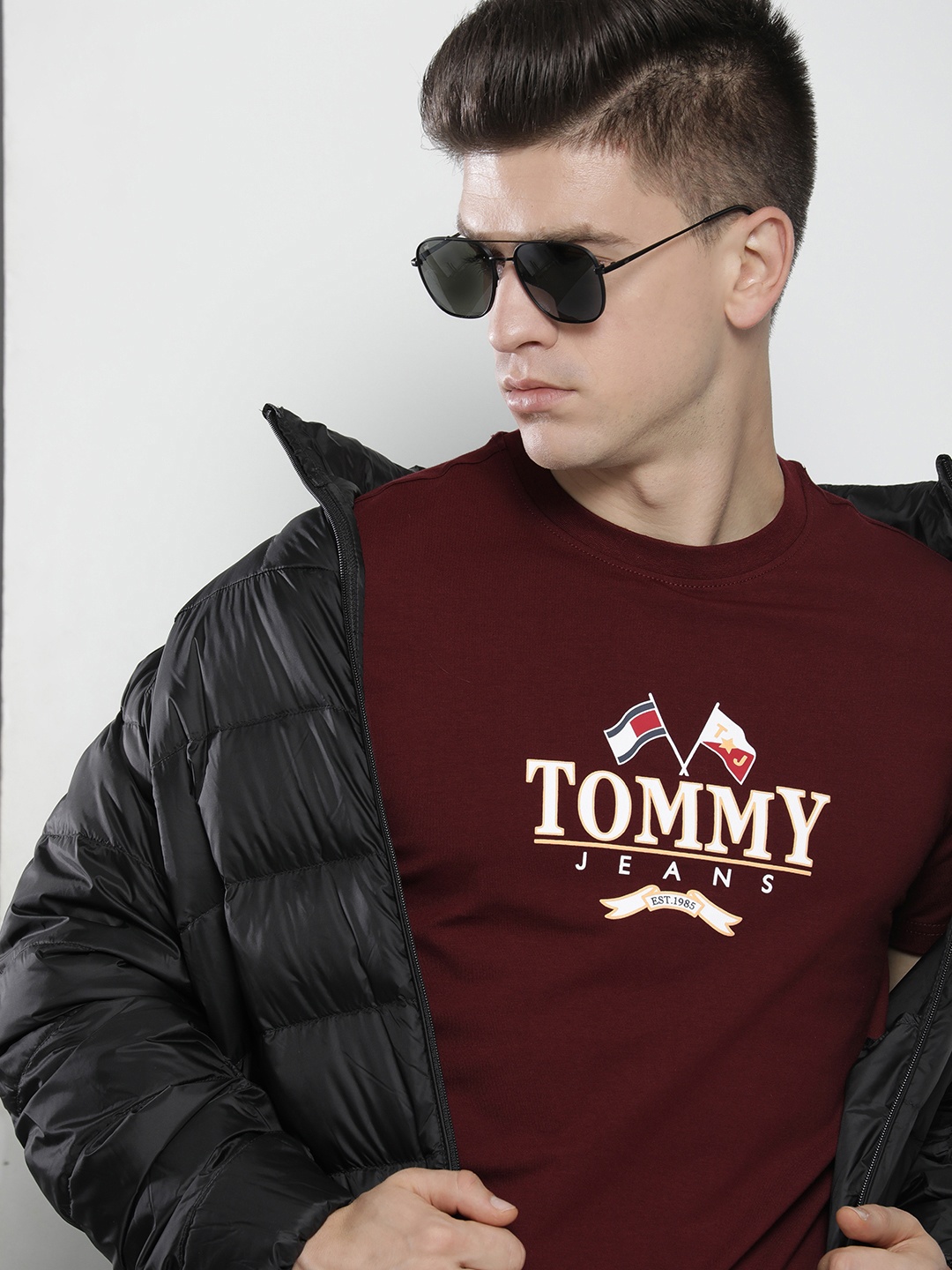 

Tommy Hilfiger Men Maroon Typography Printed T-shirt