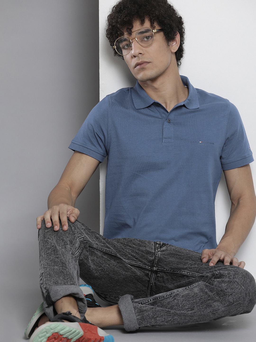 

Tommy Hilfiger Men Blue Polo Collar Slim Fit T-shirt