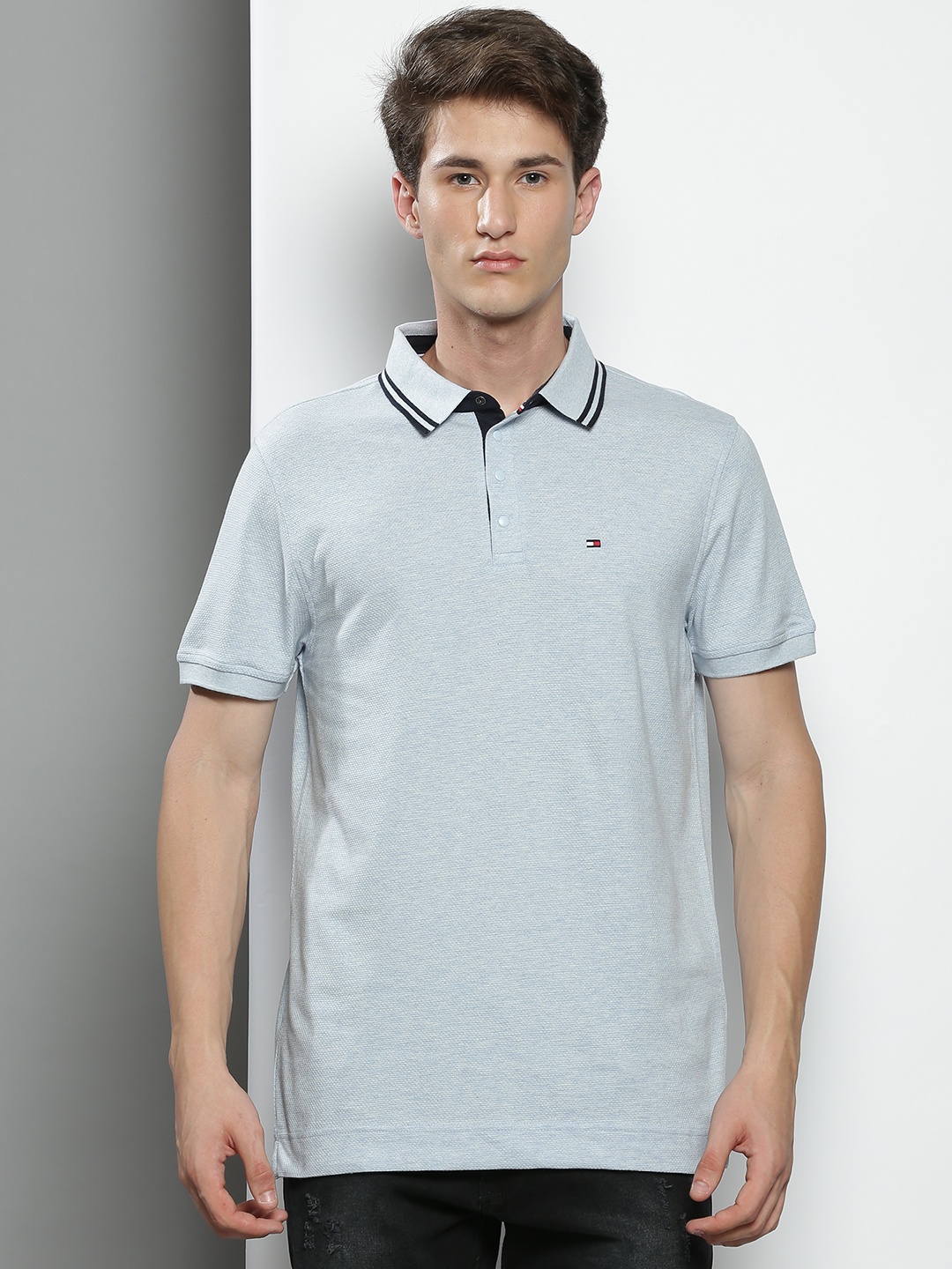 

Tommy Hilfiger Men Blue Polo Collar Slim Fit T-shirt