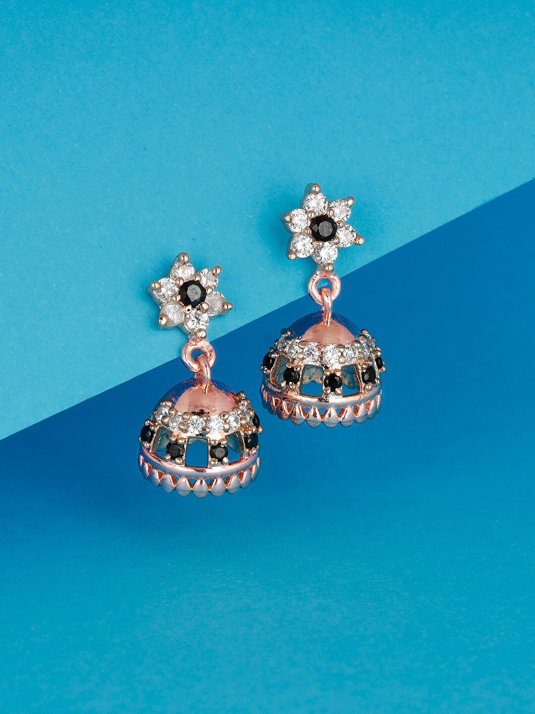 

GIVA 925 Sterling Silver Rose Gold Plated Black Jhumki