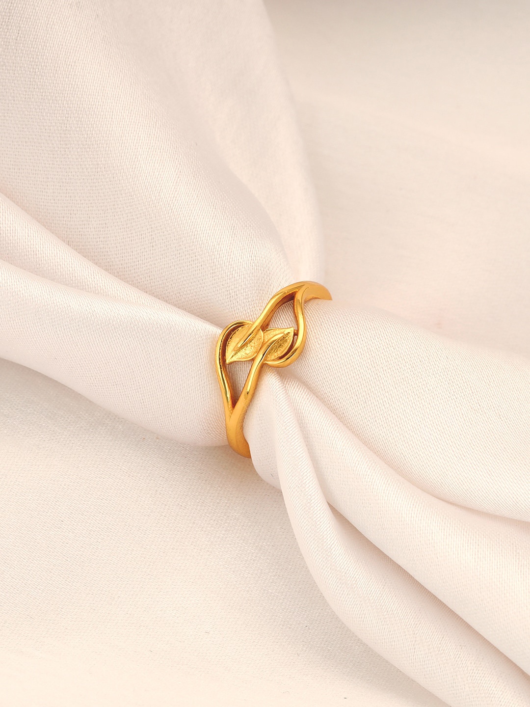 

GIVA 925 Sterling Silver Gold-Plated Leaf In My Heart Finger Ring