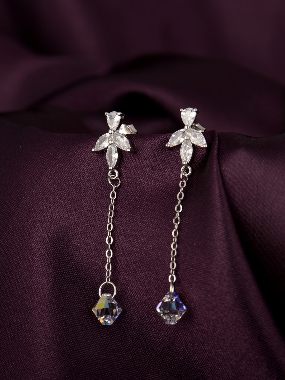 

GIVA Silver-Toned Contemporary Drop Earrings