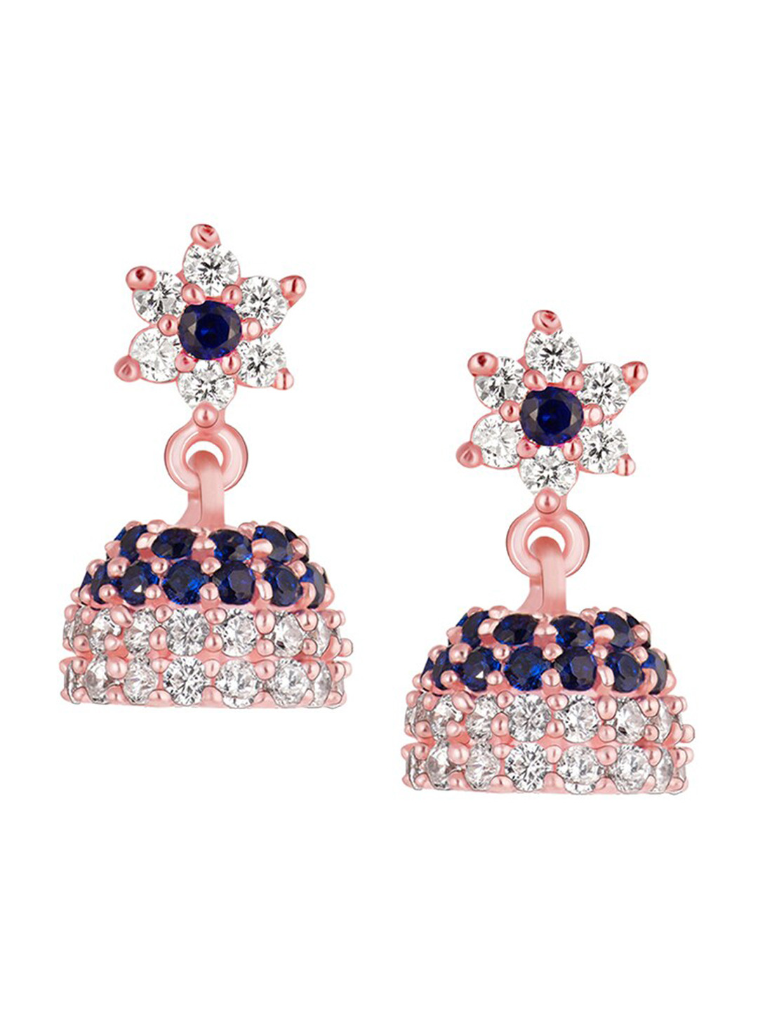 

GIVA 925 Sterling Silver Rose Gold Plated Blue Love Jhumki
