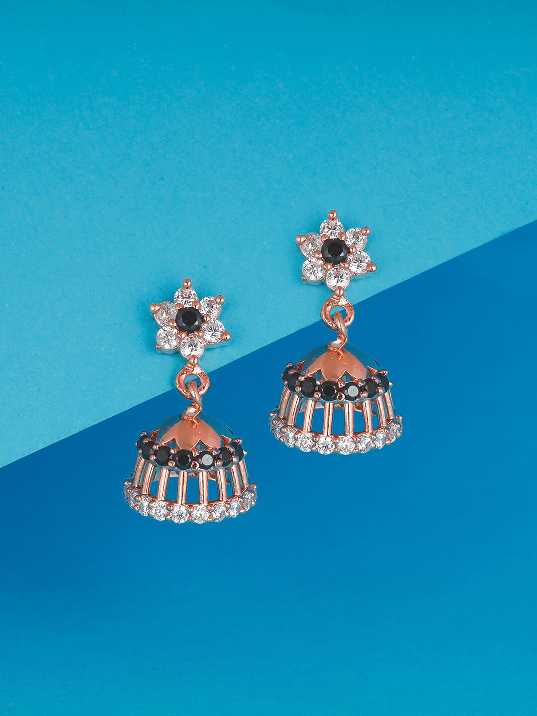 

GIVA 925 Sterling Silver Rose Gold Plated Black Jhumki