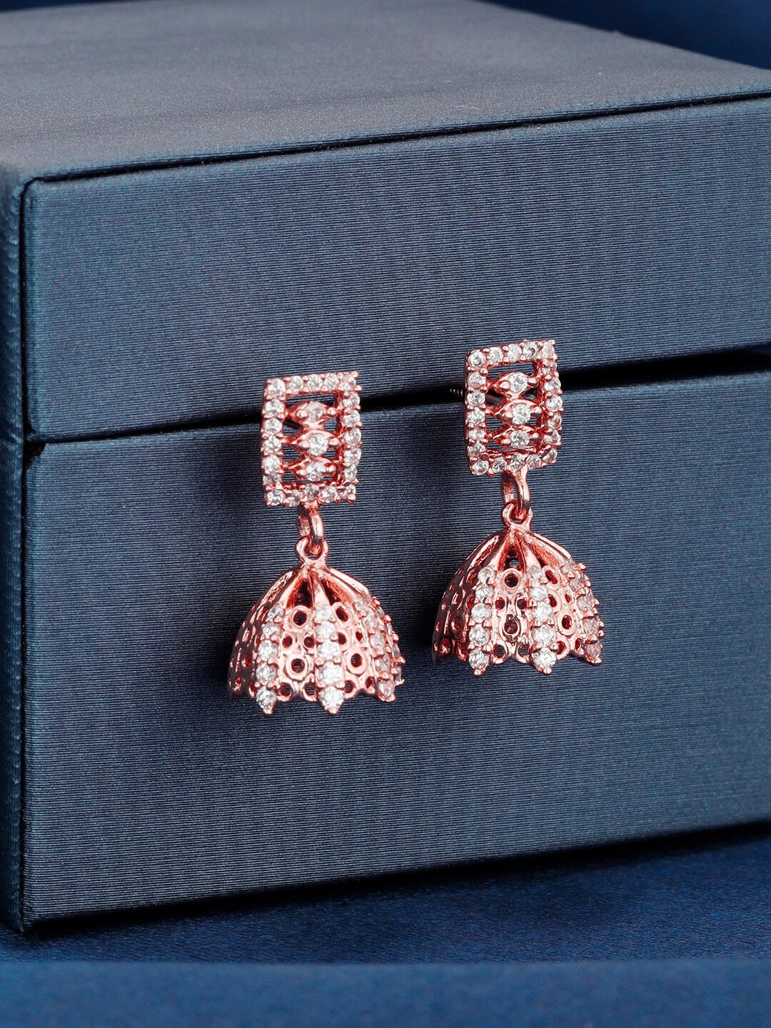 

GIVA 925 Sterling Silver Rose Gold Plated Dome of Charm Jhumkas
