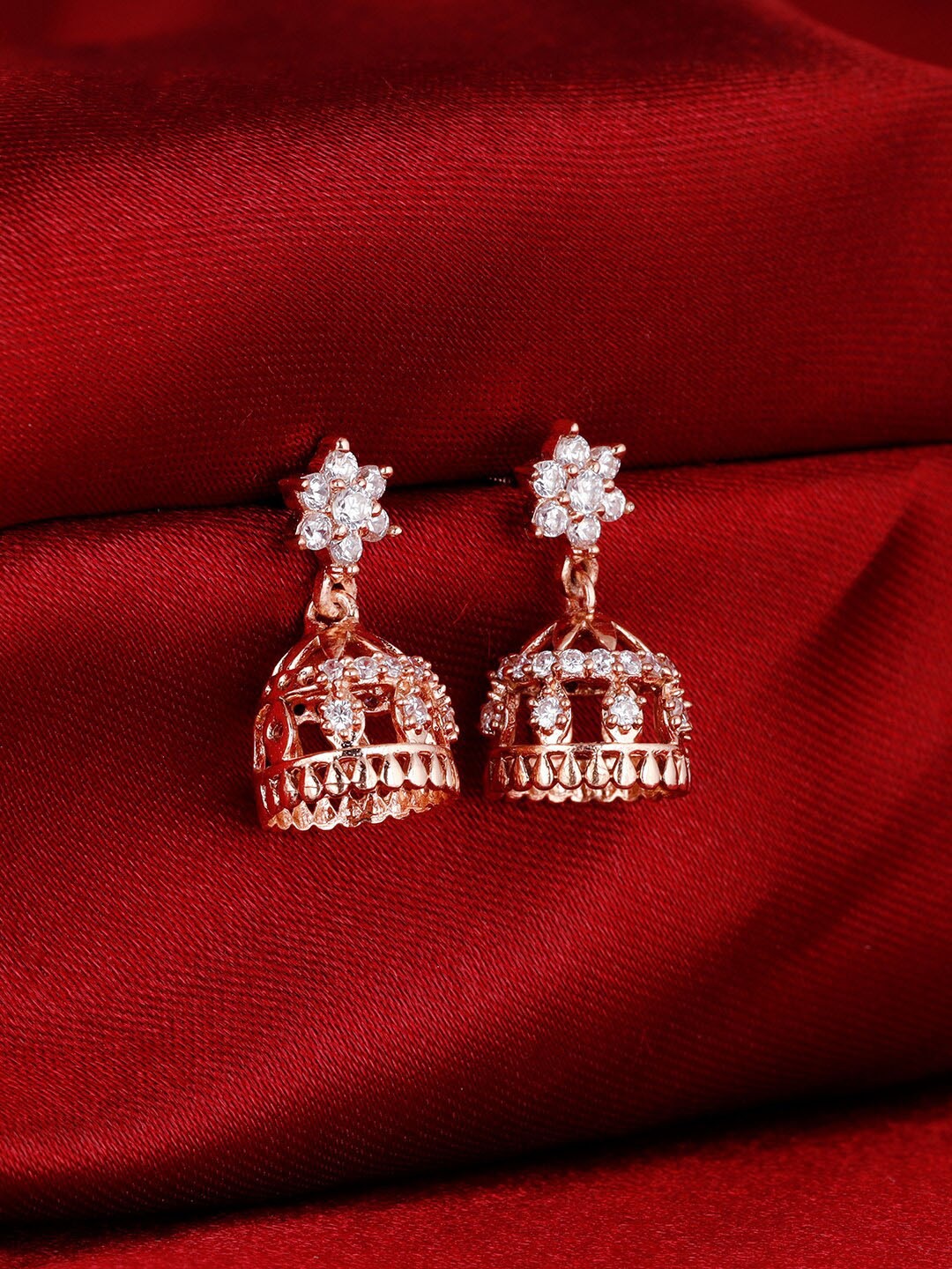 

GIVA 925 Sterling Silver Rose Gold Plated Floral Beauty Jhumki