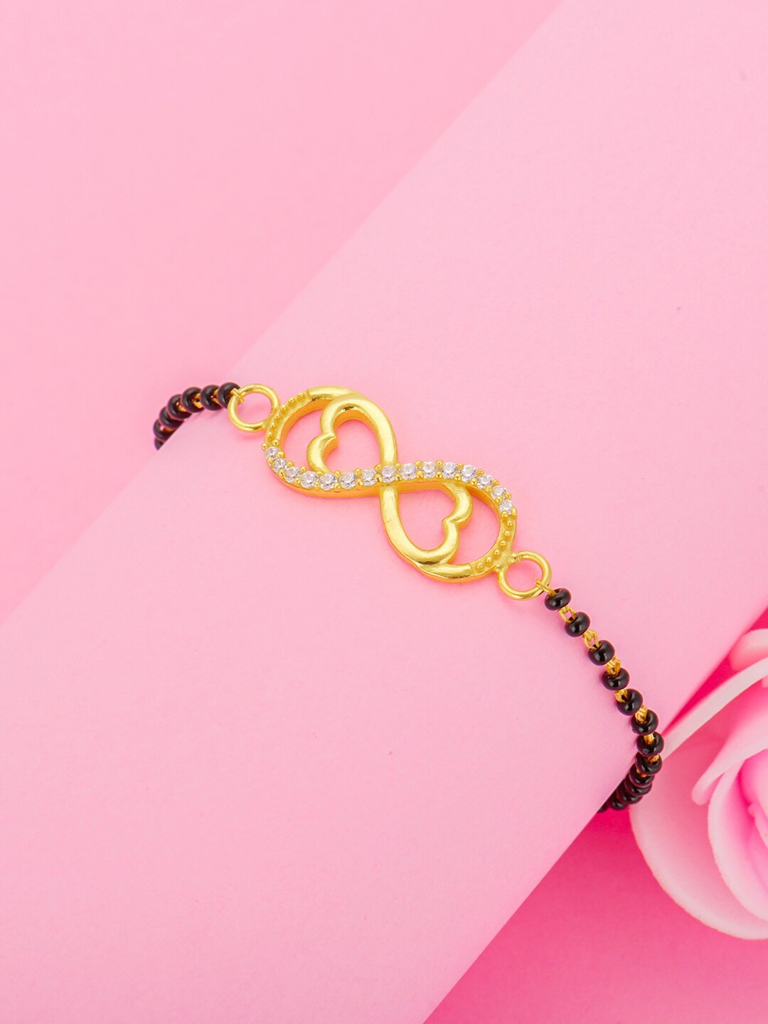 

GIVA 925 Sterling Silver 18k Gold Plated Endless Love Mangalsutra Bracelet, Adjustable