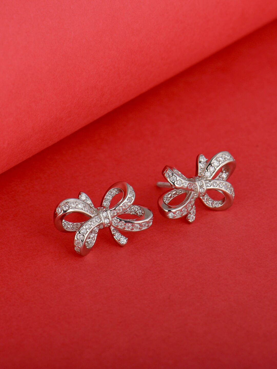 

GIVA 925 Sterling Silver Rhodium Plated Zircon Floral Knot Earrings