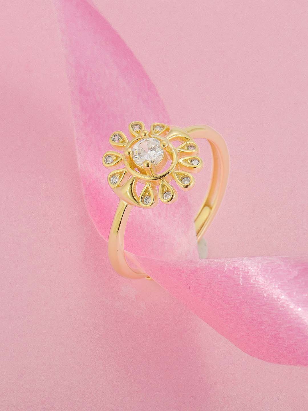

GIVA Gold-Plated 925 Sterling Silver CZ Studded Finger Ring