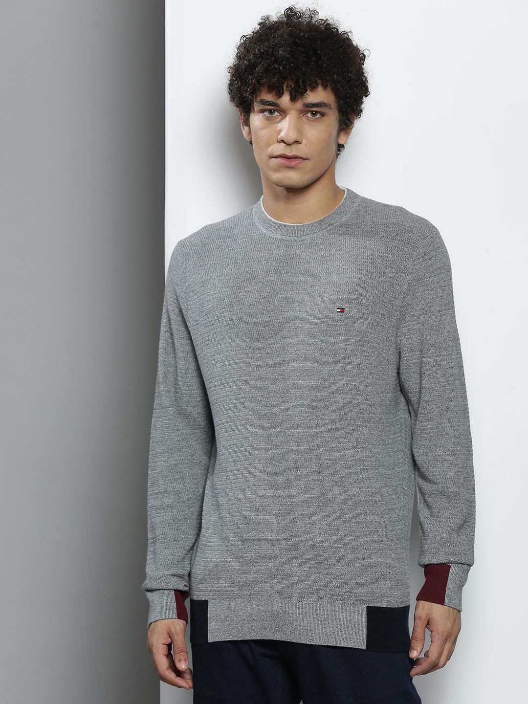 

Tommy Hilfiger Men Grey Speckled Pullover Sweater