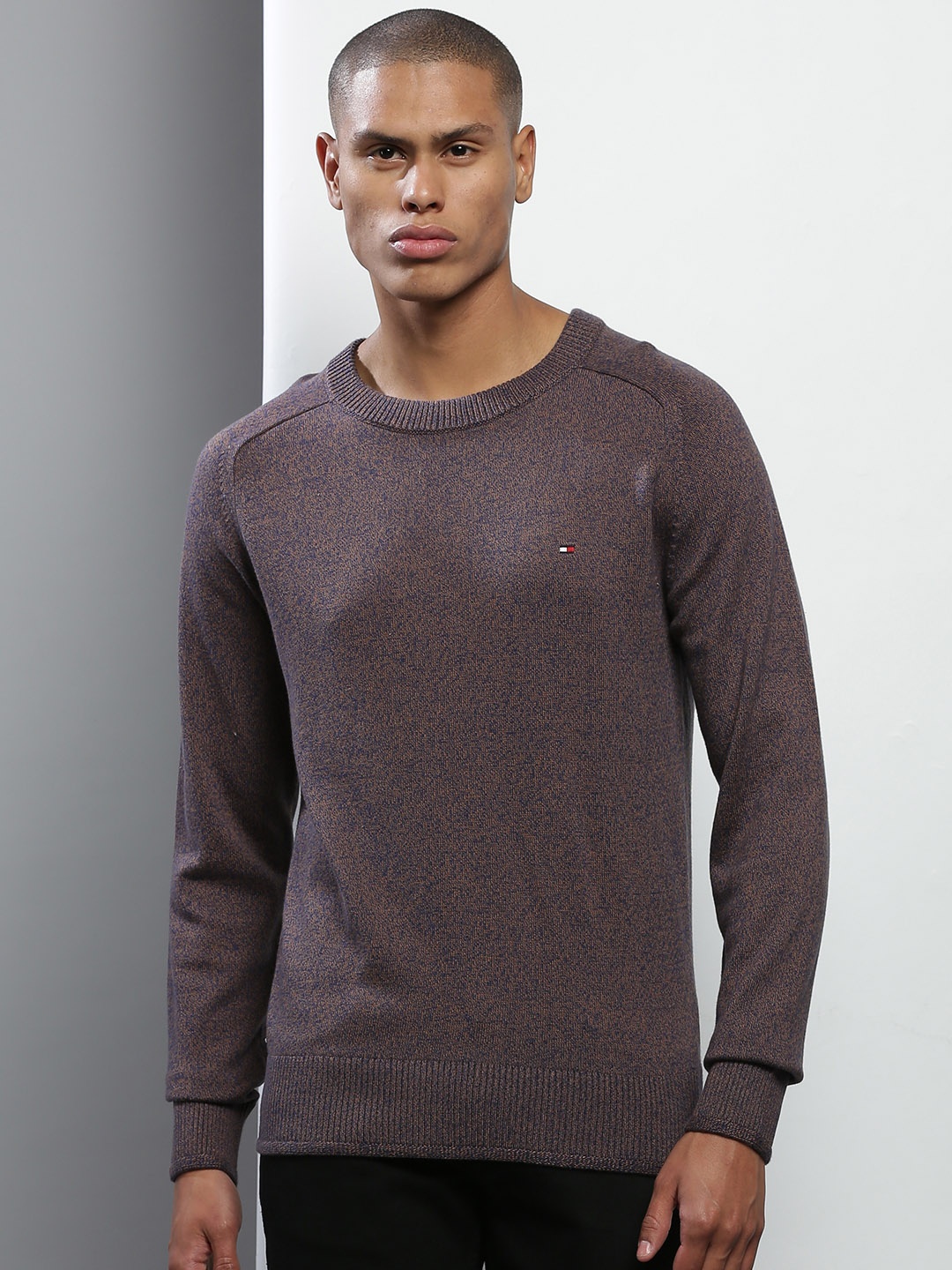 

Tommy Hilfiger Men Navy Blue Solid Cotton Pullover