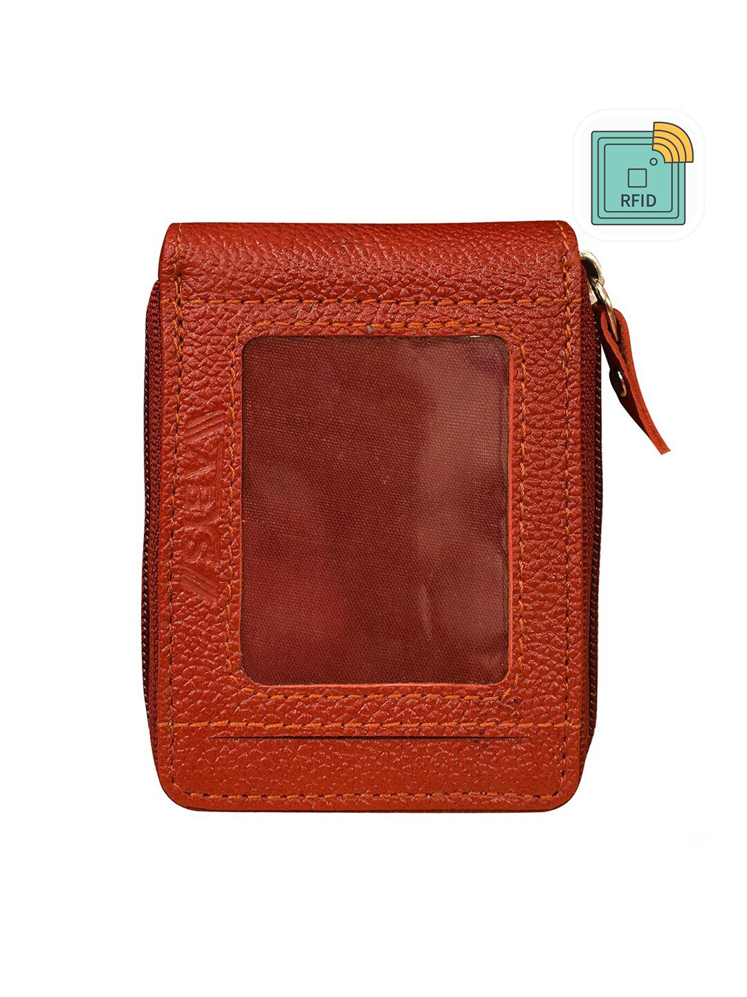 

ABYS Unisex Brown Textured Leather Zip Around Wallet