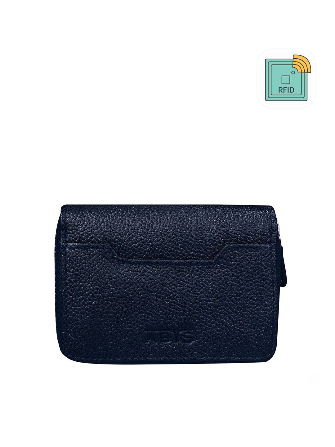 

ABYS Unisex Blue & Gold-Toned Textured Leather Zip Around Wallet
