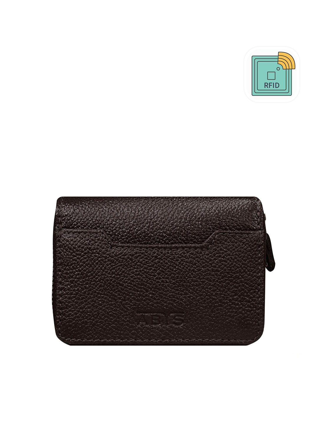 

ABYS Unisex Coffee Brown Textured Leather Zip Around Wallet
