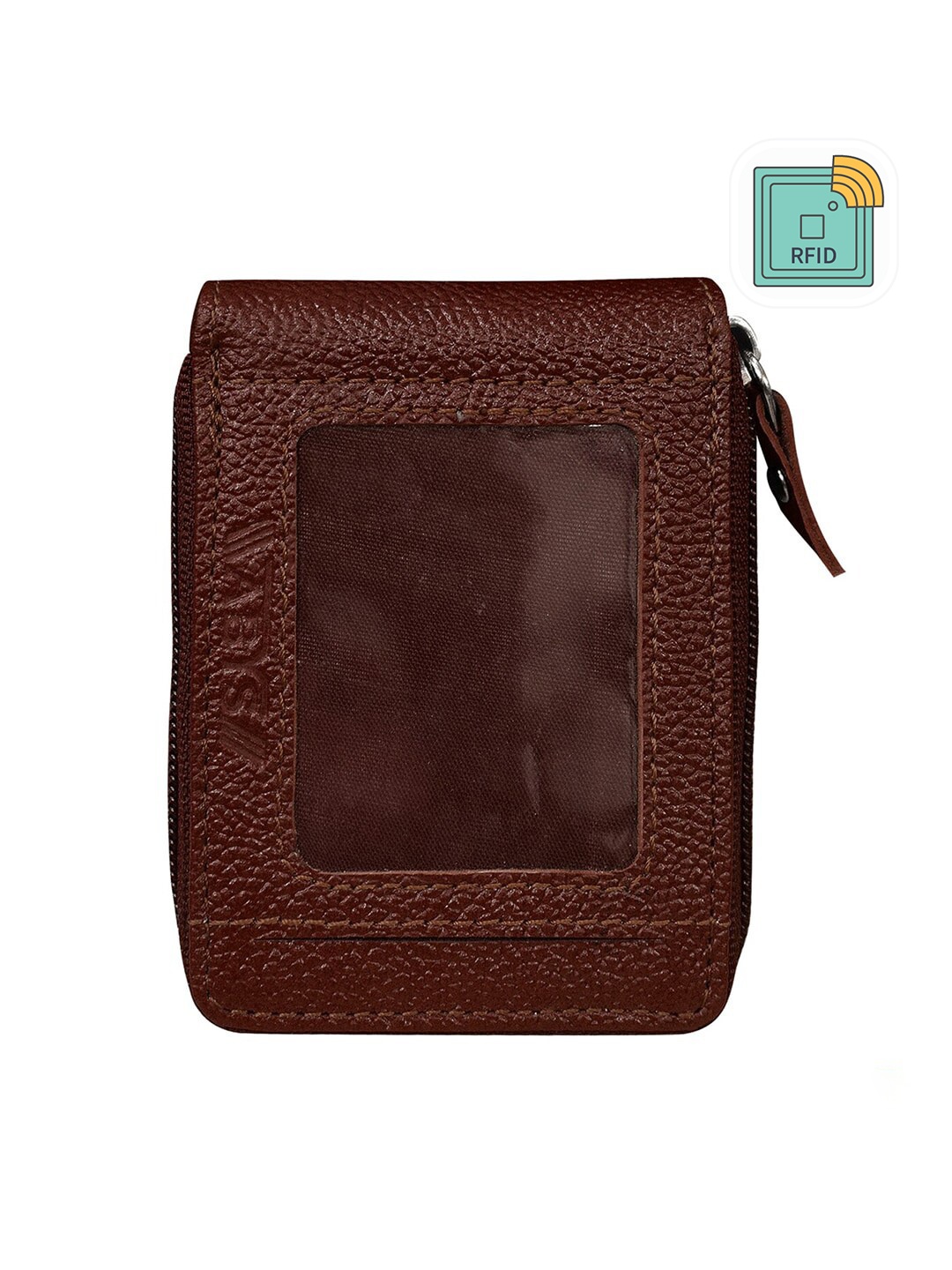 

ABYS Unisex Brown Textured Leather Zip Around Wallet