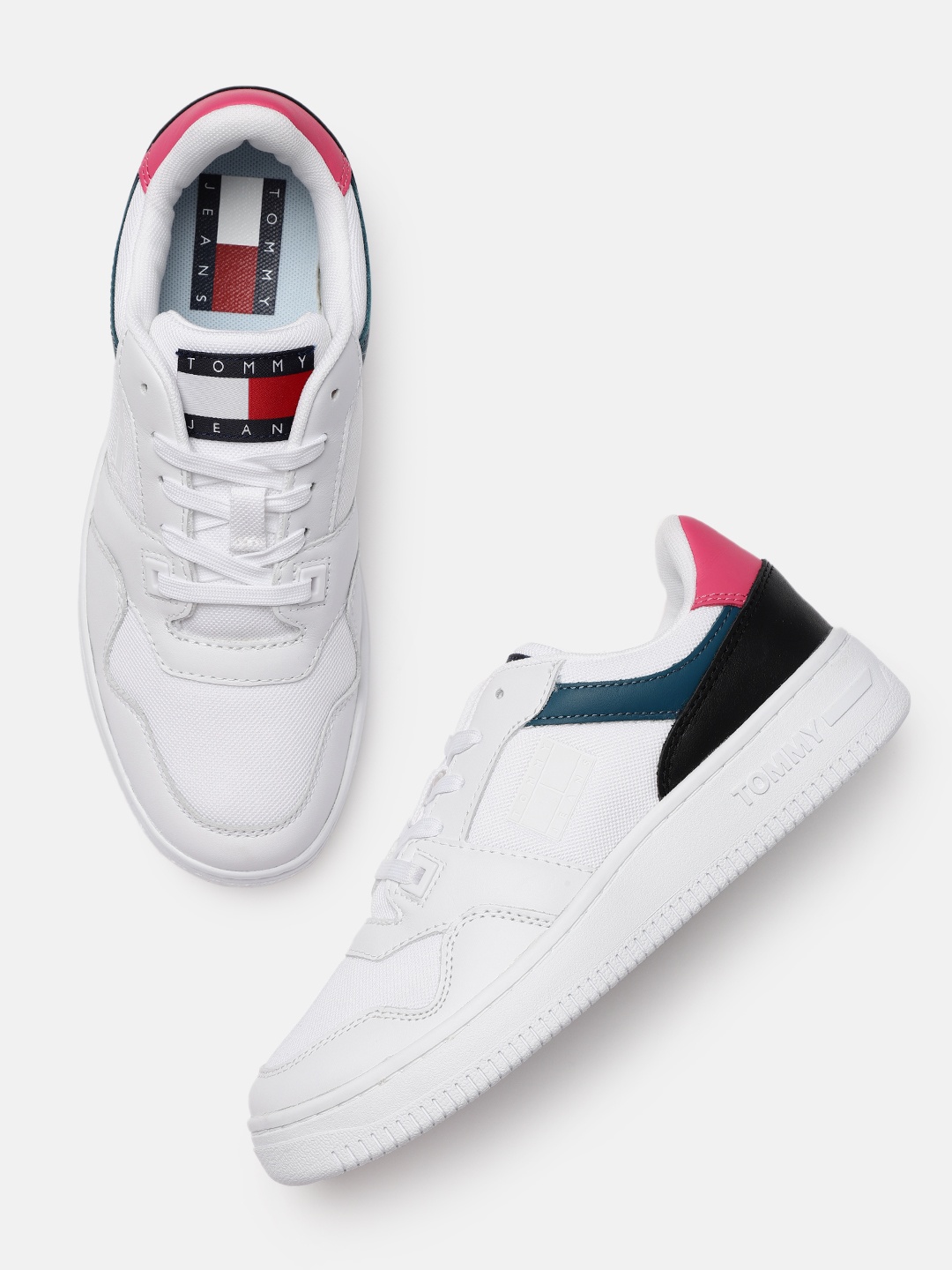 

Tommy Hilfiger Jeans Women White Colourblocked Mix Basket Regular Sneakers