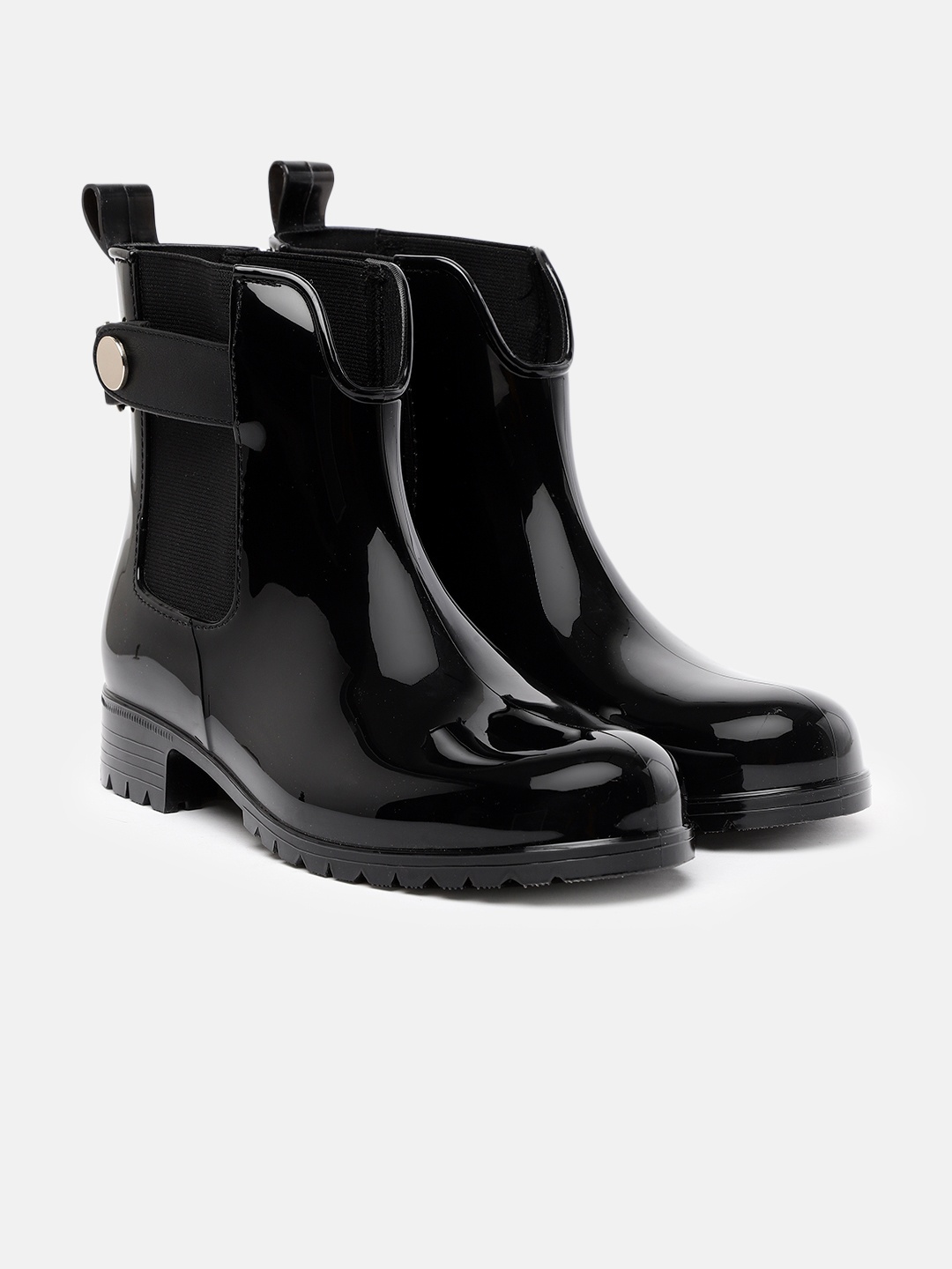 

Tommy Hilfiger Women Black Solid Ankle Length Rain Boots