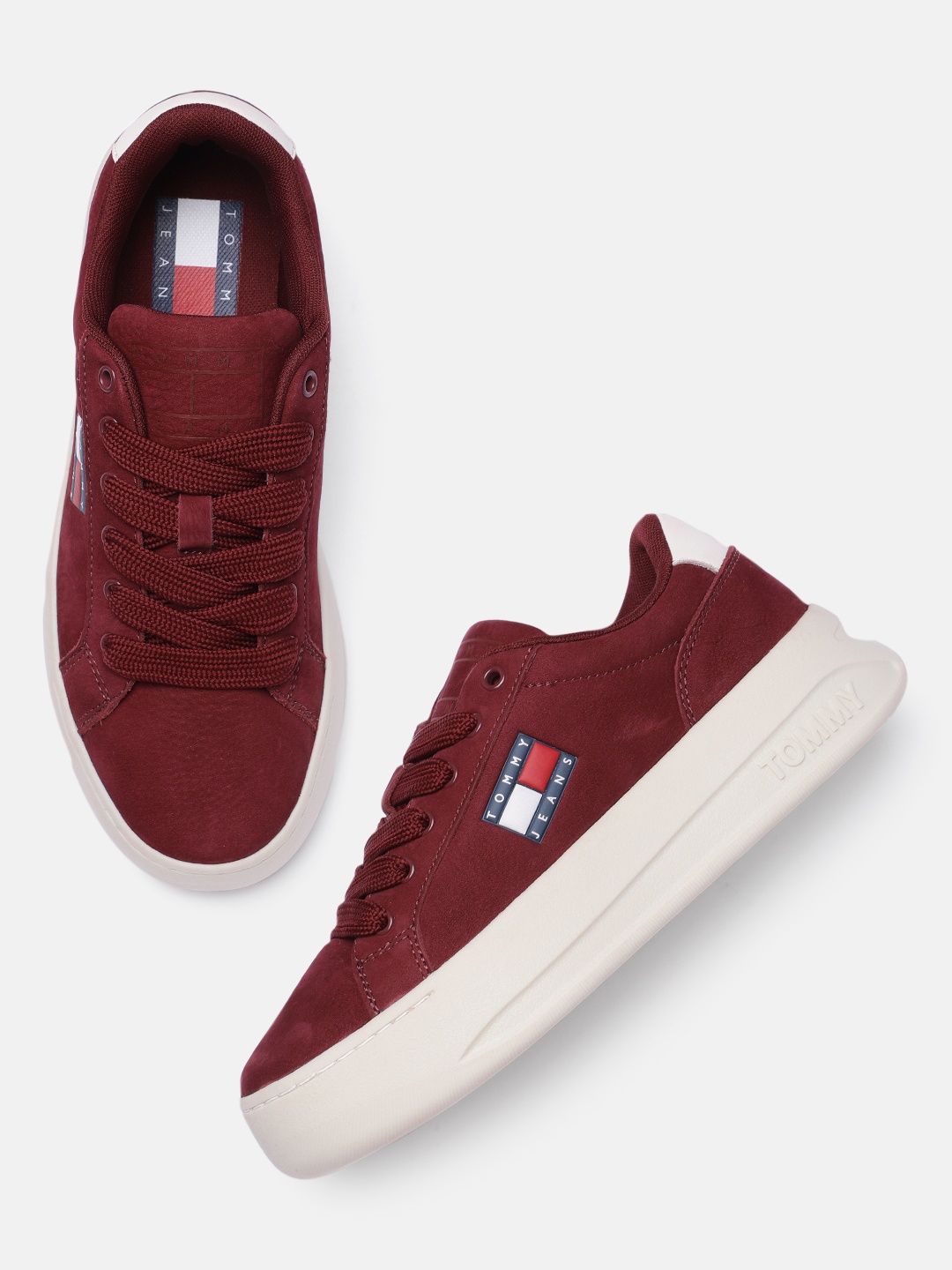 

Tommy Hilfiger Women Burgundy Leather Sneakers