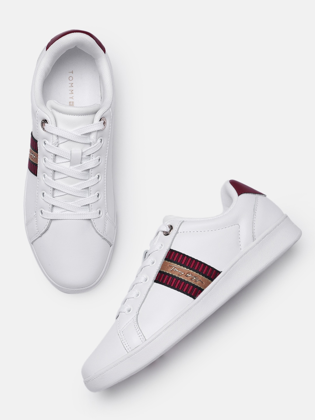 

Tommy Hilfiger Women White Leather Sneakers