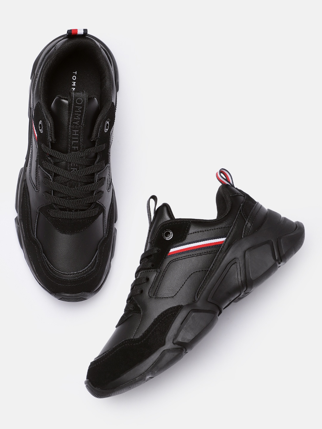 

Tommy Hilfiger Women Black Leather Sneakers