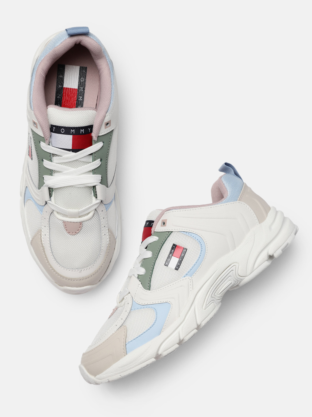 

Tommy Hilfiger Jeans Women Off White Colourblocked City Runner Sneakers