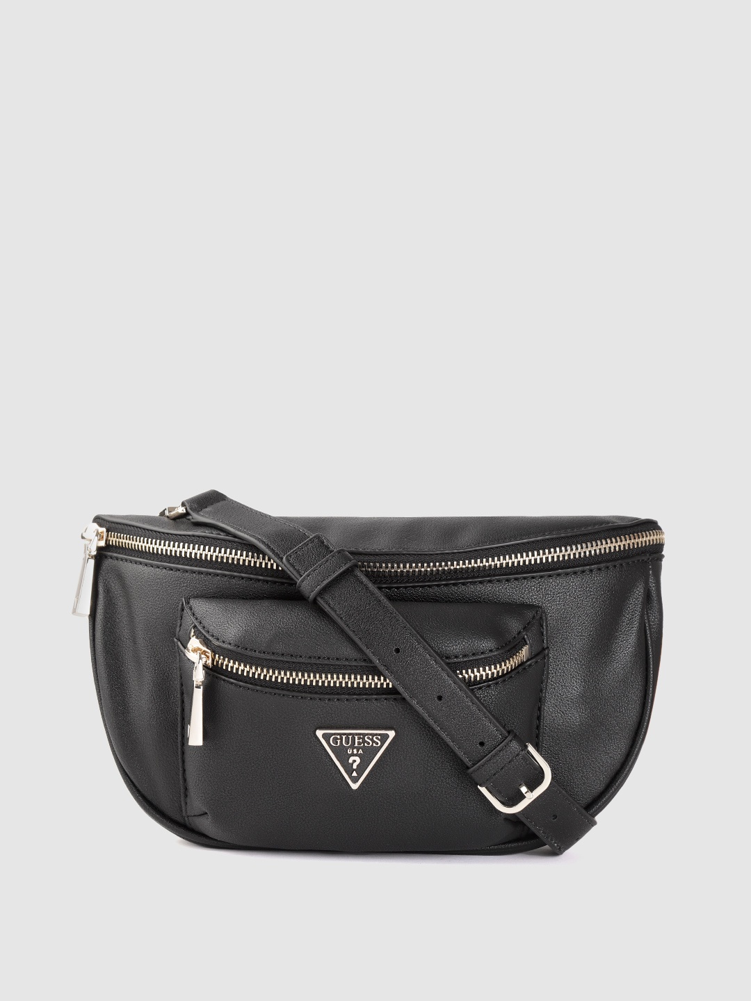 

GUESS Women Black Solid Fanny Pack with Detachable Sling Strap