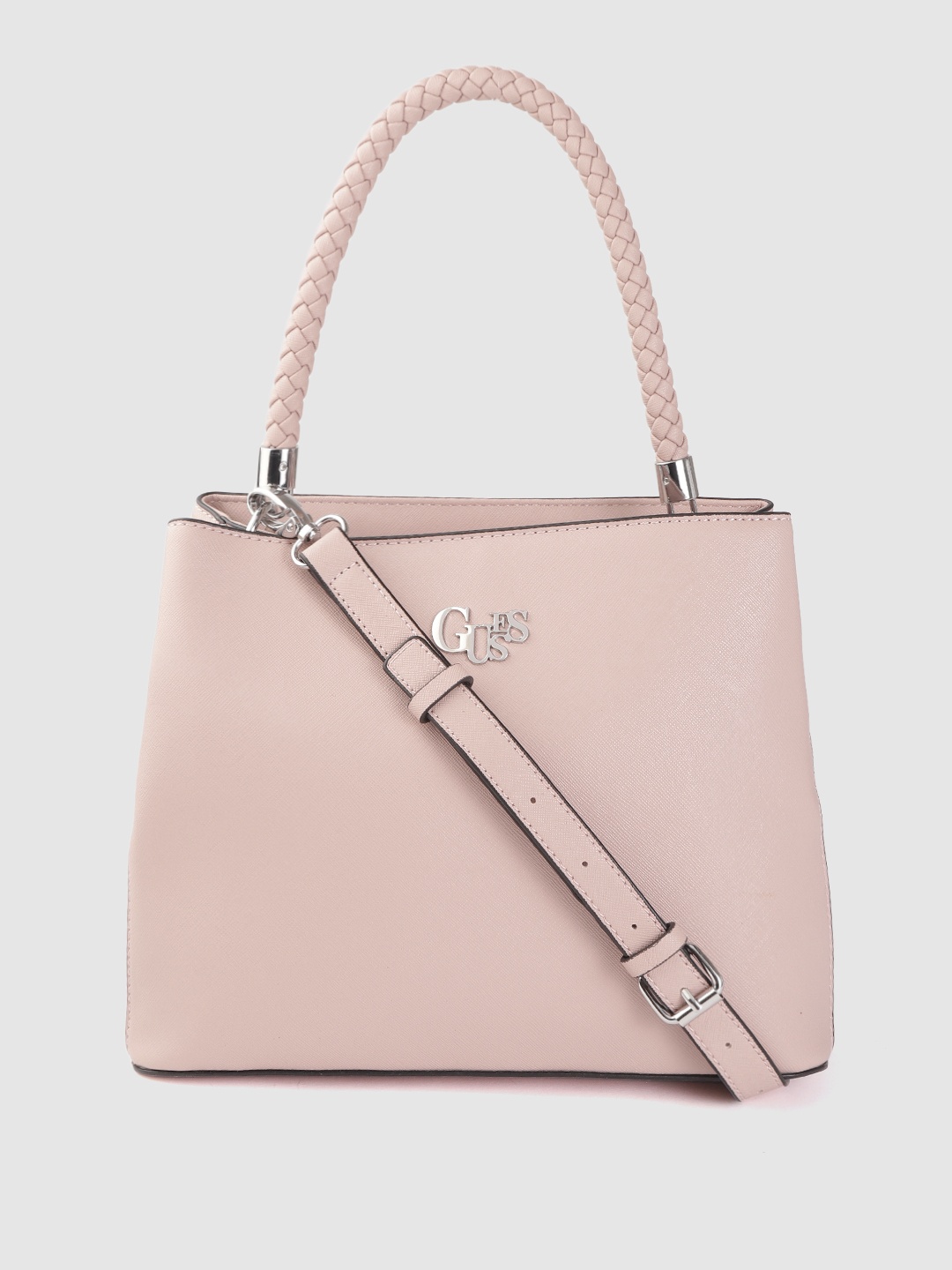 

GUESS Pink Solid Structured Handheld Bag