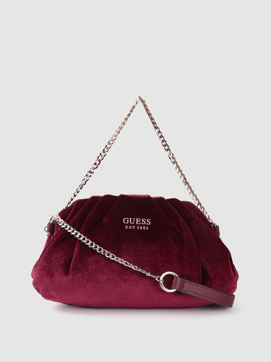 

GUESS Women Maroon Solid Structured Handheld Bag