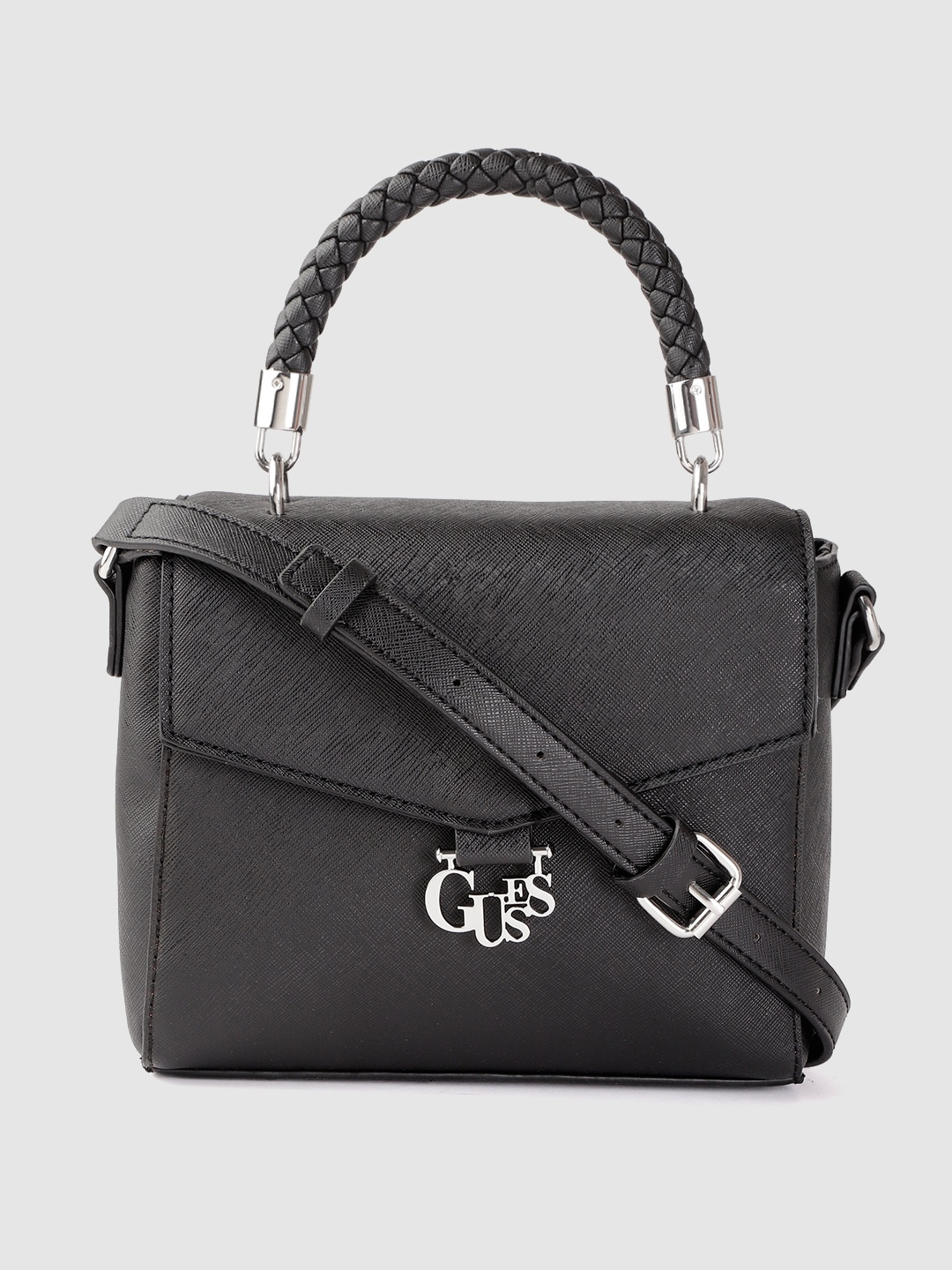 

GUESS Women Black Solid Structured Handheld Bag