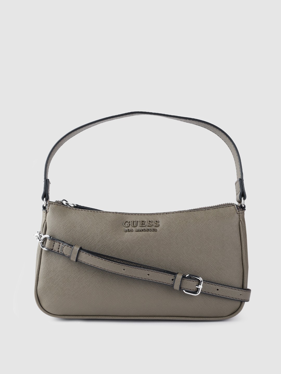 

GUESS Women Taupe Solid Structured Shoulder Bag