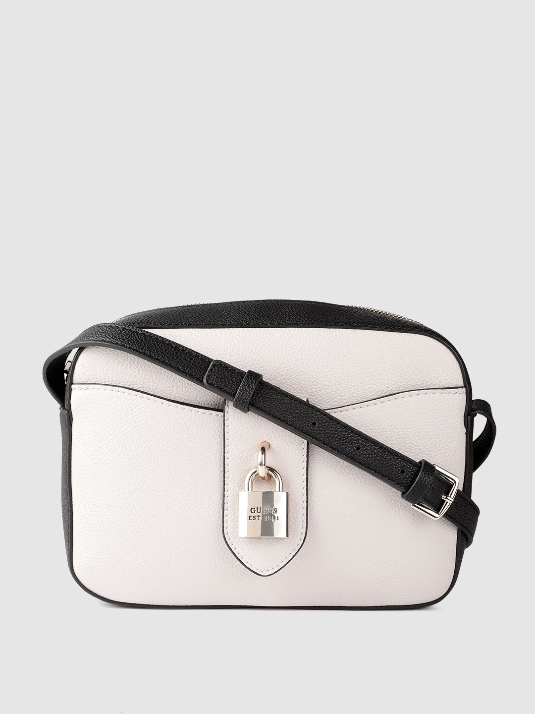

GUESS Grey Solid Structured Sling Bag with Non-Detachable Sling Strap & Pouch