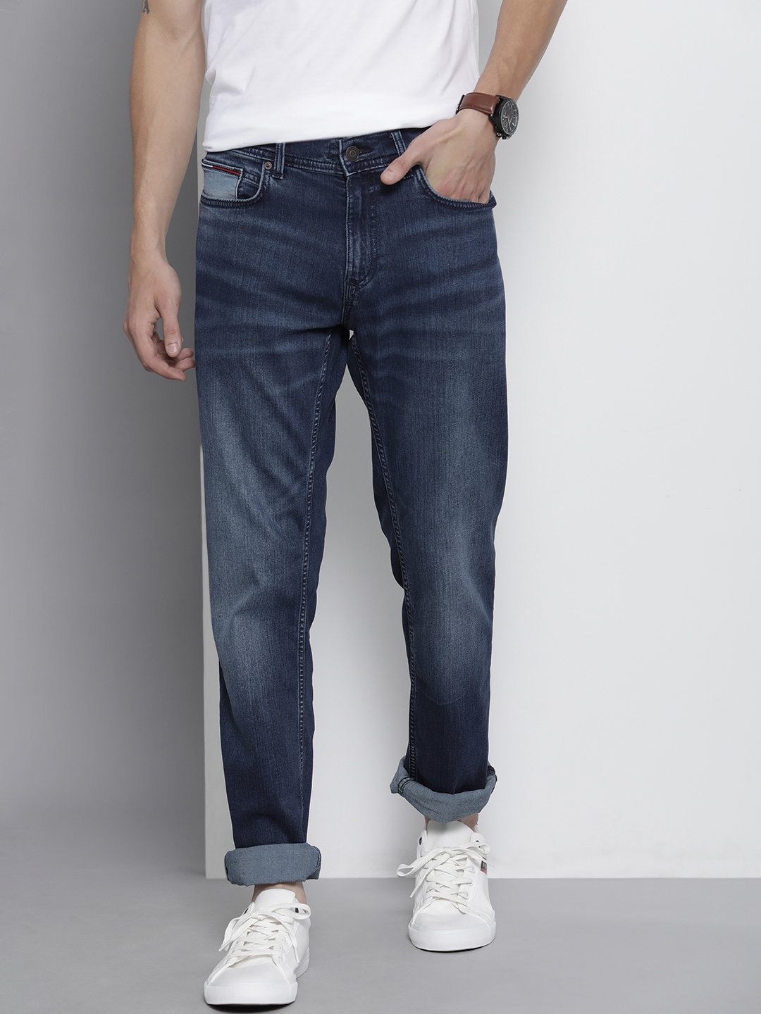 

Tommy Hilfiger Men Blue Sage Slim Fit Heavy Fade Stretchable Jeans