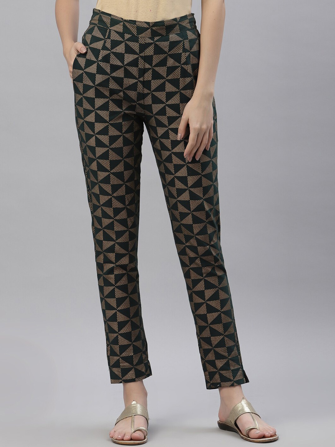 

Juniper Women Green Ethnic Motifs Printed Original Trousers