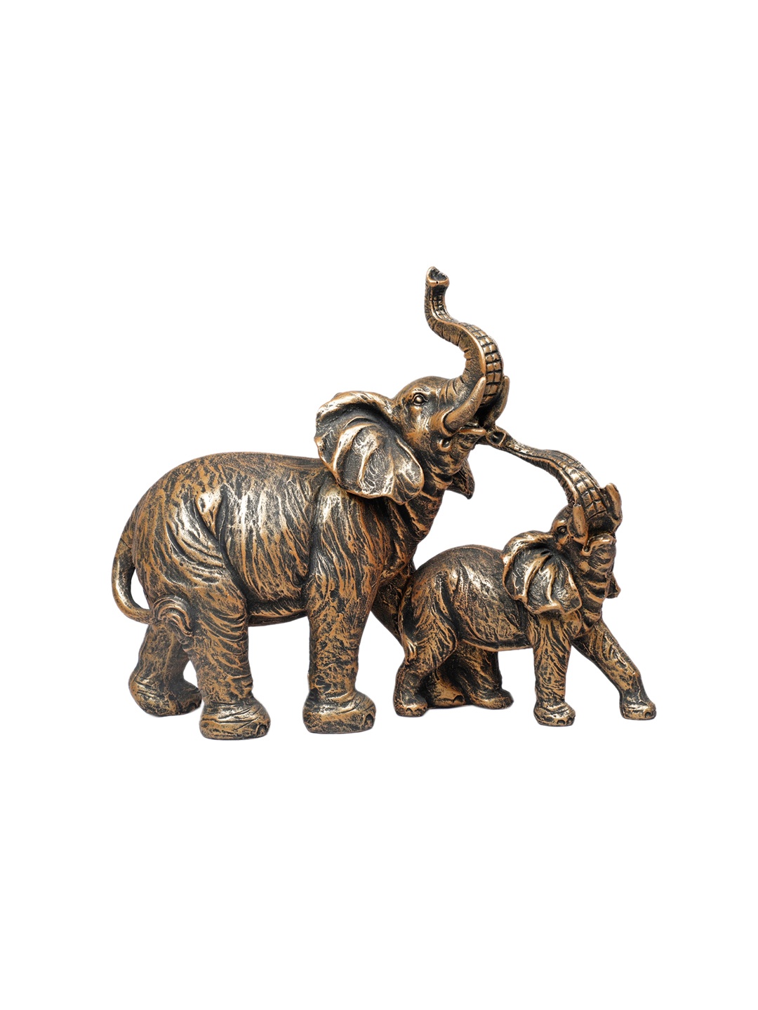 

TANSHA QUO Gold-Toned Mom and Baby Elephant Resin Showpieces