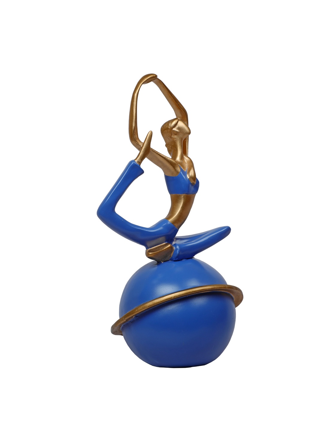 

TANSHA QUO Blue & Gold-Coloured Yoga Lady Girl Sitting On The Ball Showpieces