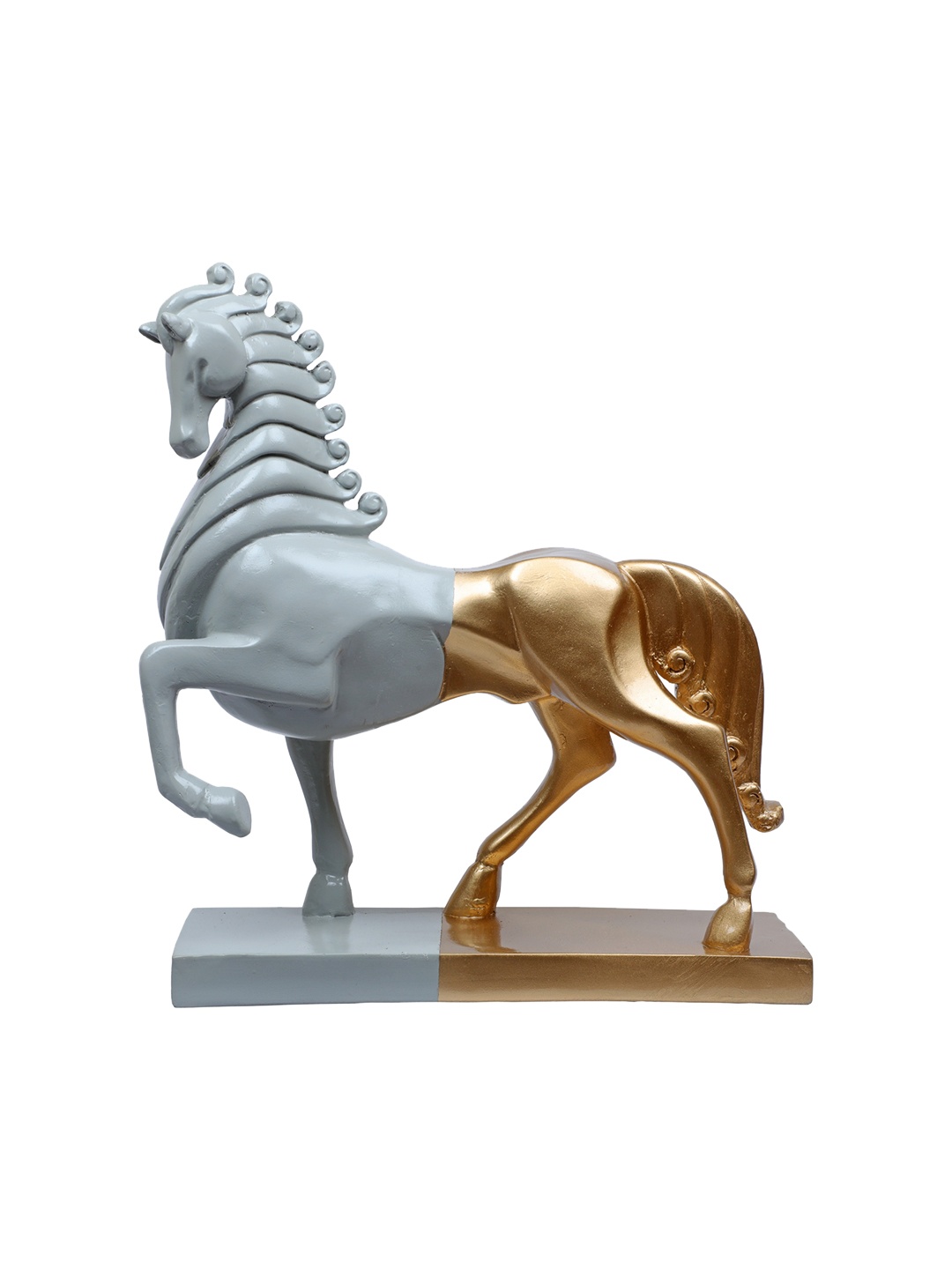 

TANSHA QUO Grey & Gold-Coloured Horse Showpieces