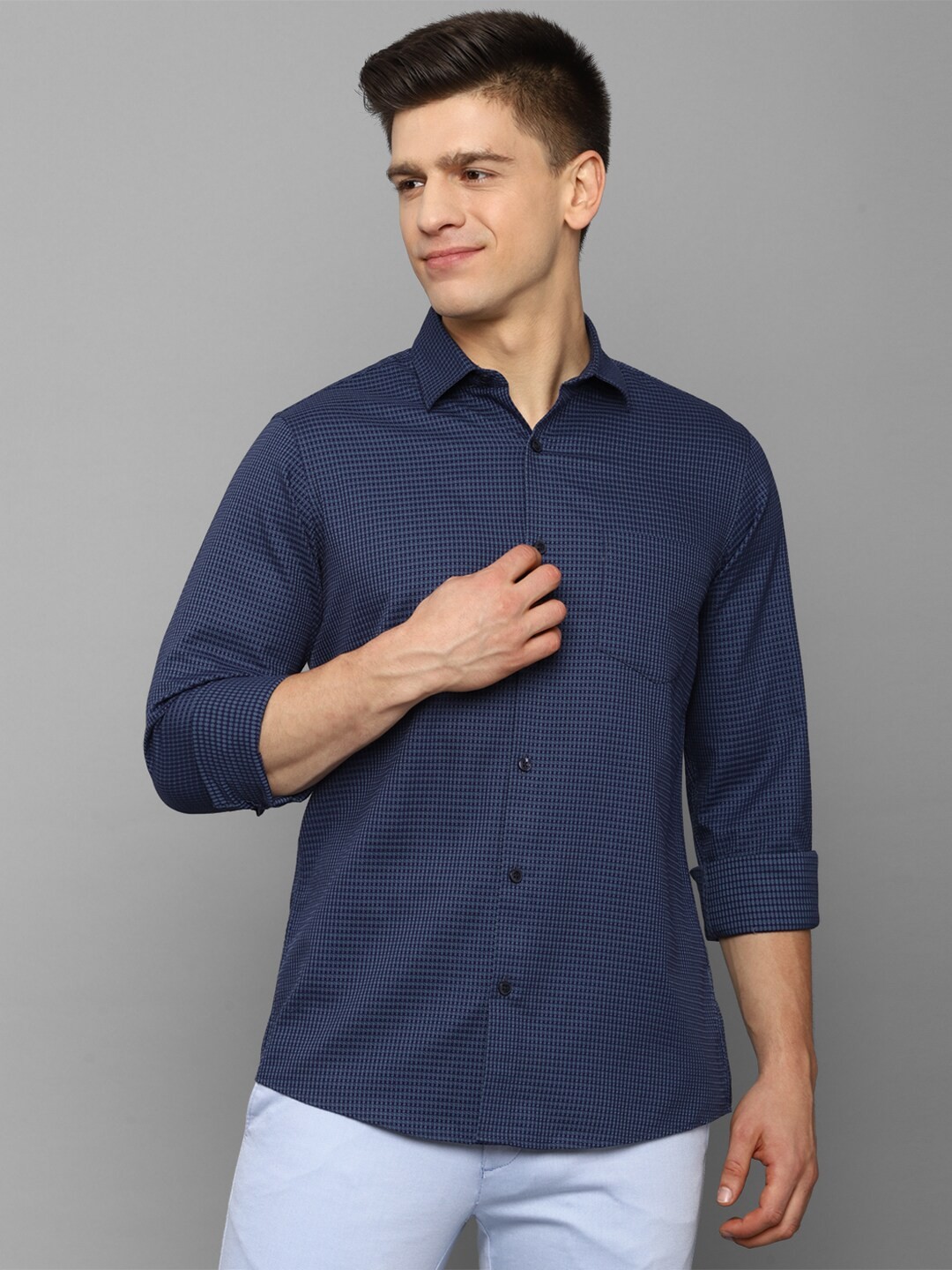 

Allen Solly Men Navy Blue Slim Fit Casual Shirt