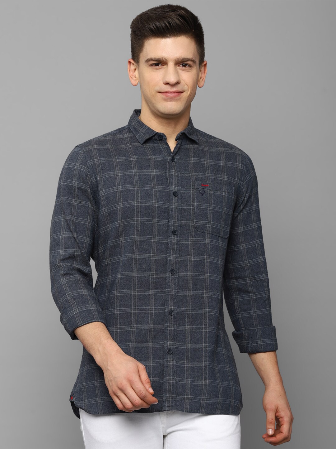

Allen Solly Sport Men Navy Blue Tartan Checks Checked Casual Shirt