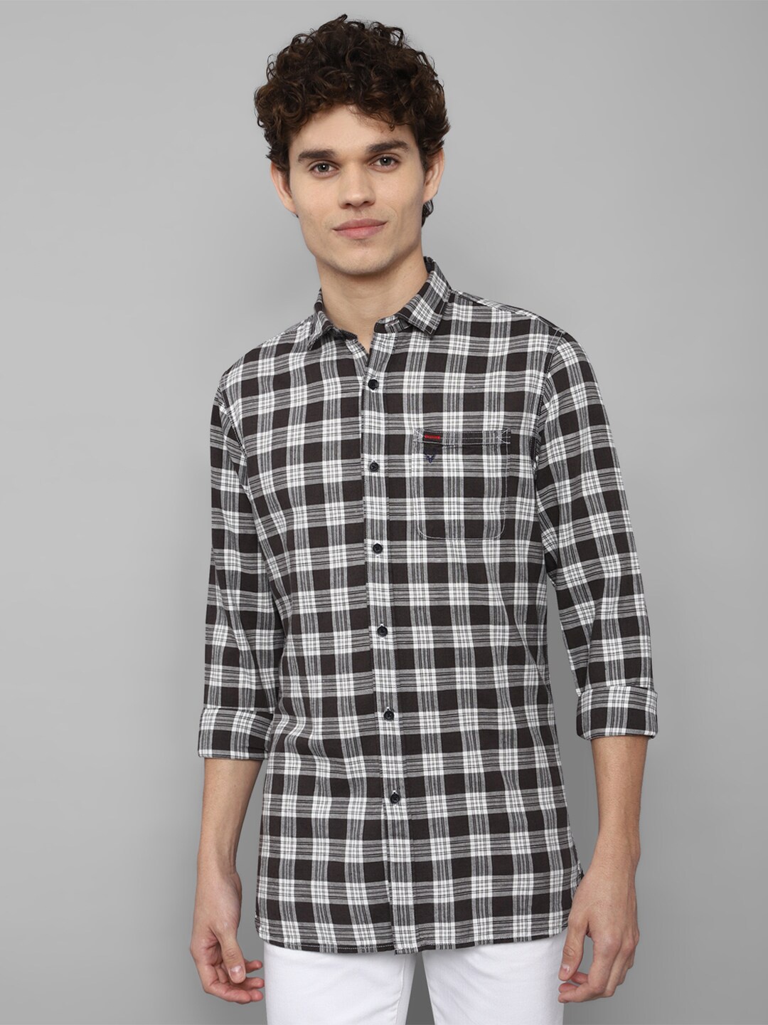 

Allen Solly Sport Men Black Tartan Checks Checked Casual Shirt