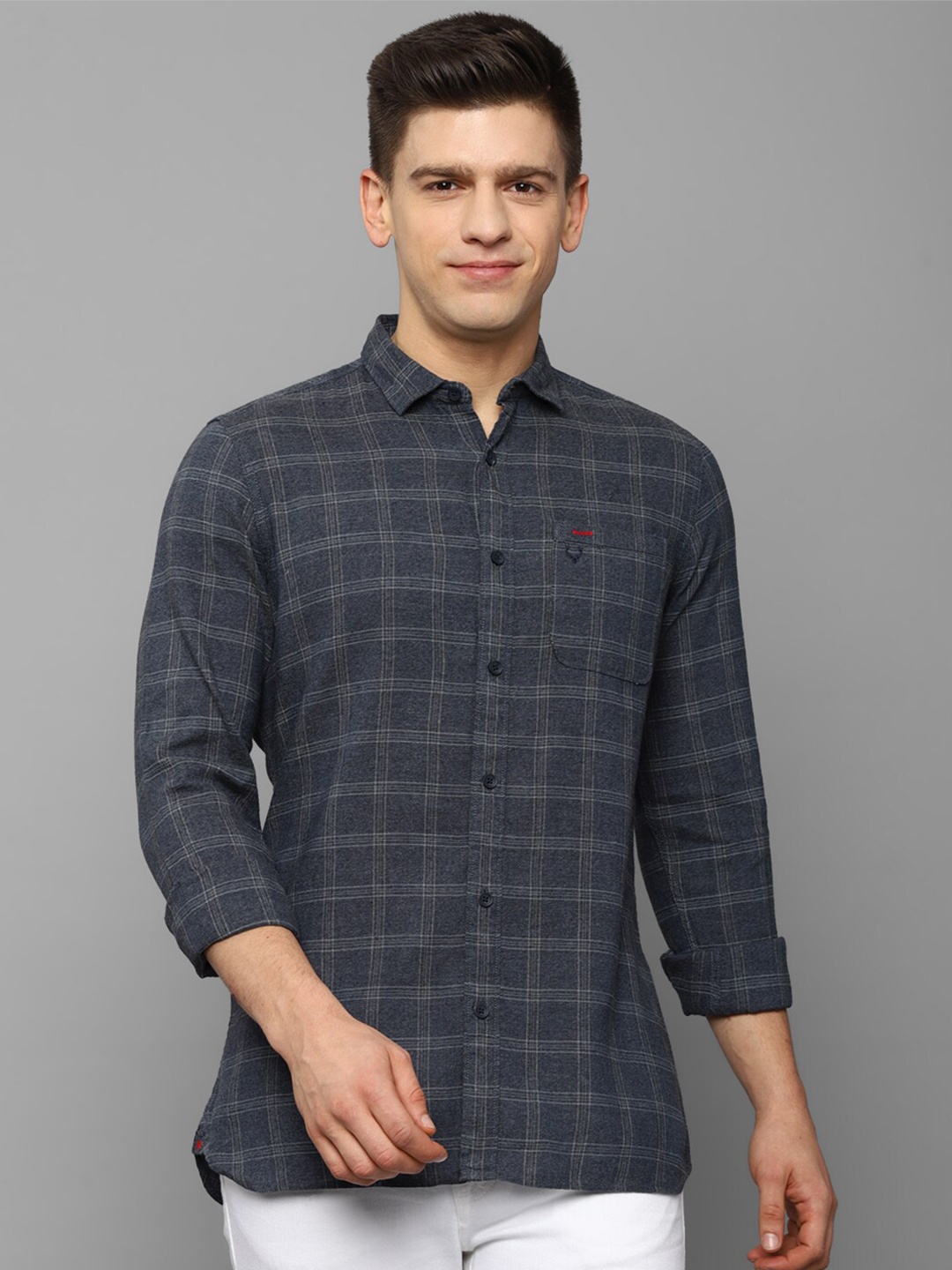 

Allen Solly Sport Men Navy Blue Tartan Checks Checked Casual Shirt