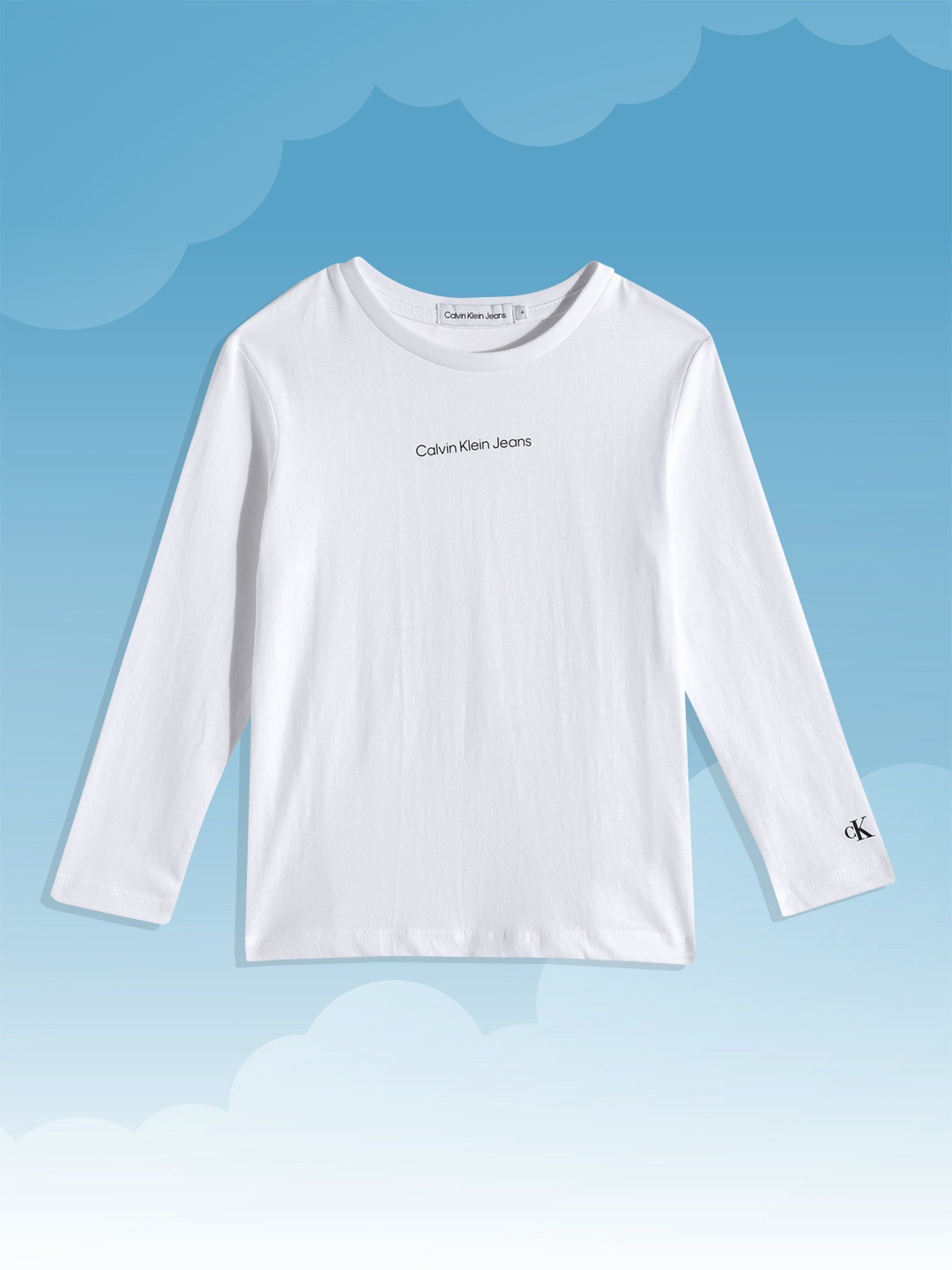 

Calvin Klein Jeans Girls White Brand Logo Printed Cotton T-shirt
