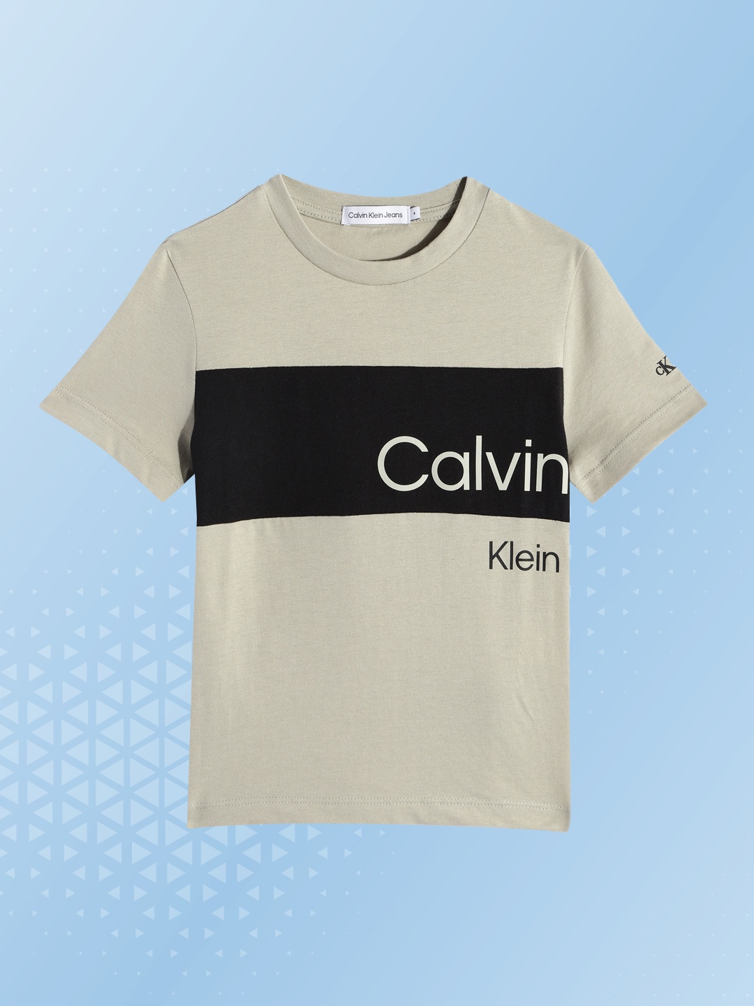 

Calvin Klein Jeans Boys Olive Green & Black Brand Logo Print Organic Cotton T-shirt