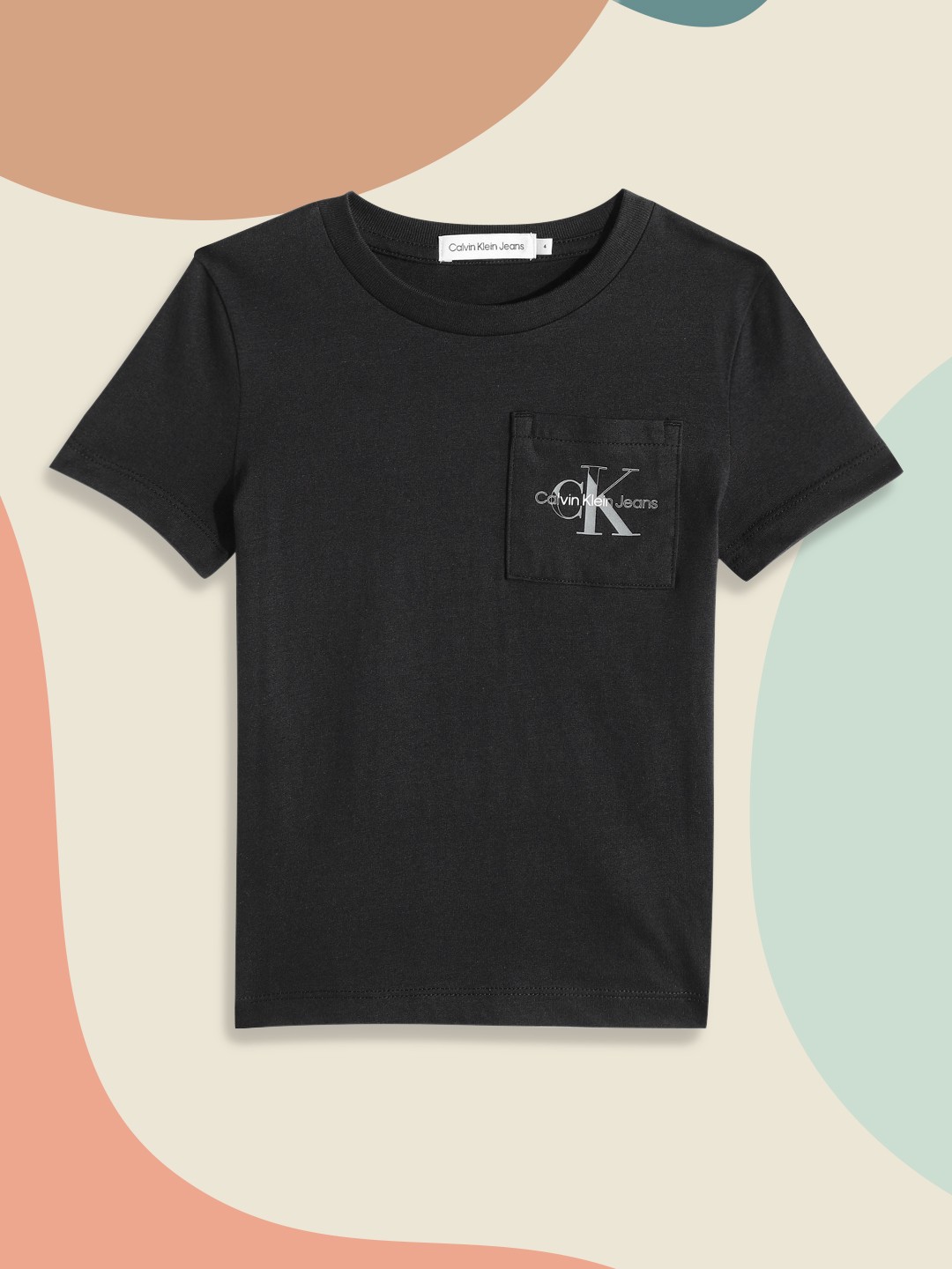 

Calvin Klein Jeans Boys Black Brand Logo Printed Pure Cotton T-shirt